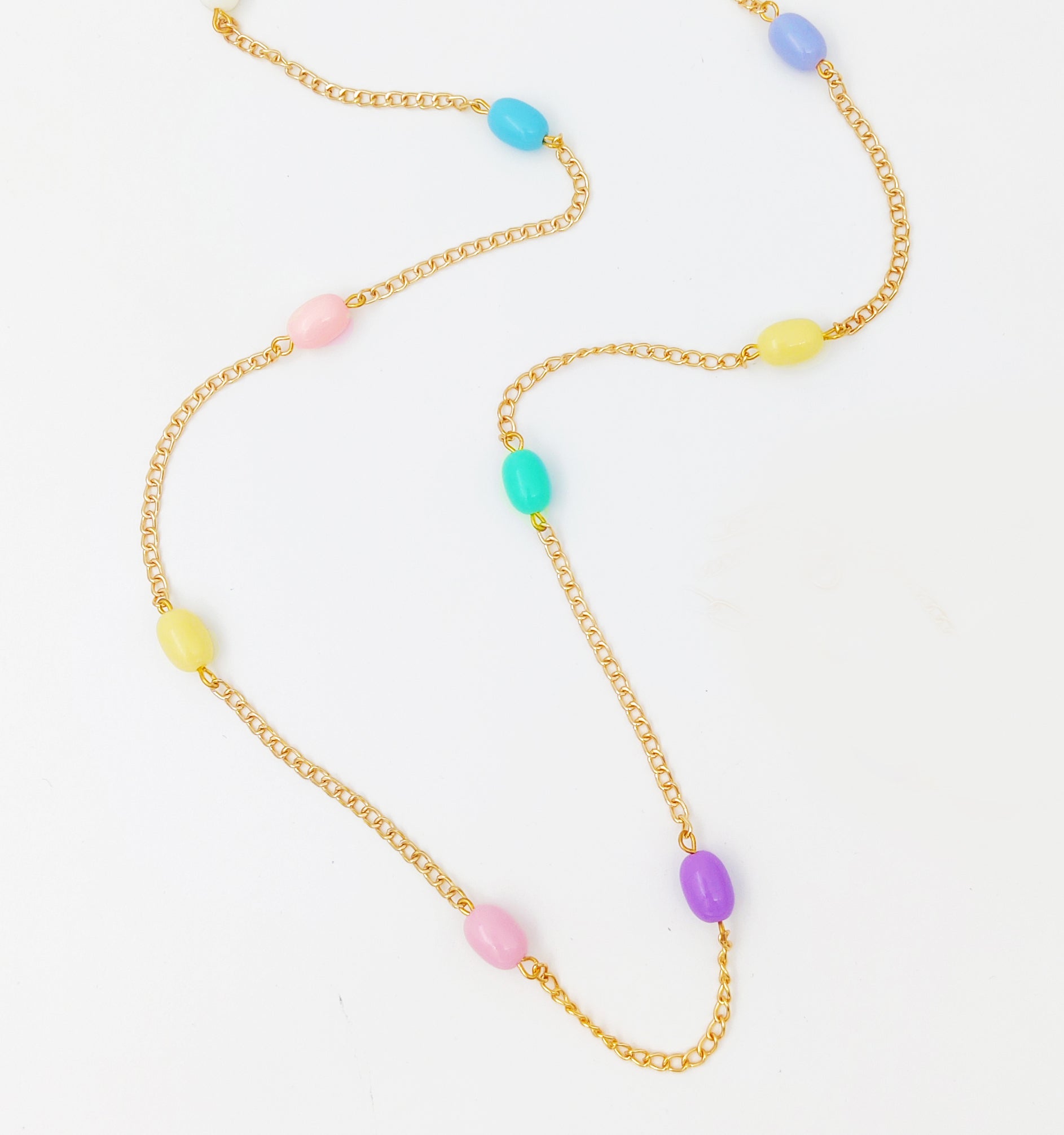 Pastel Beads Neck Chain & Bracelet Set