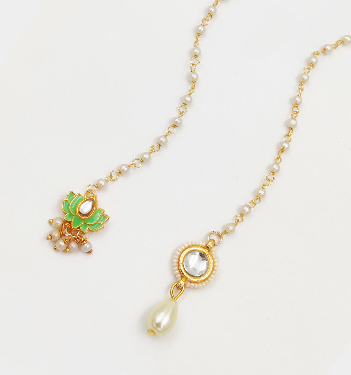 Lotus & Kundan Maang Teeka Set