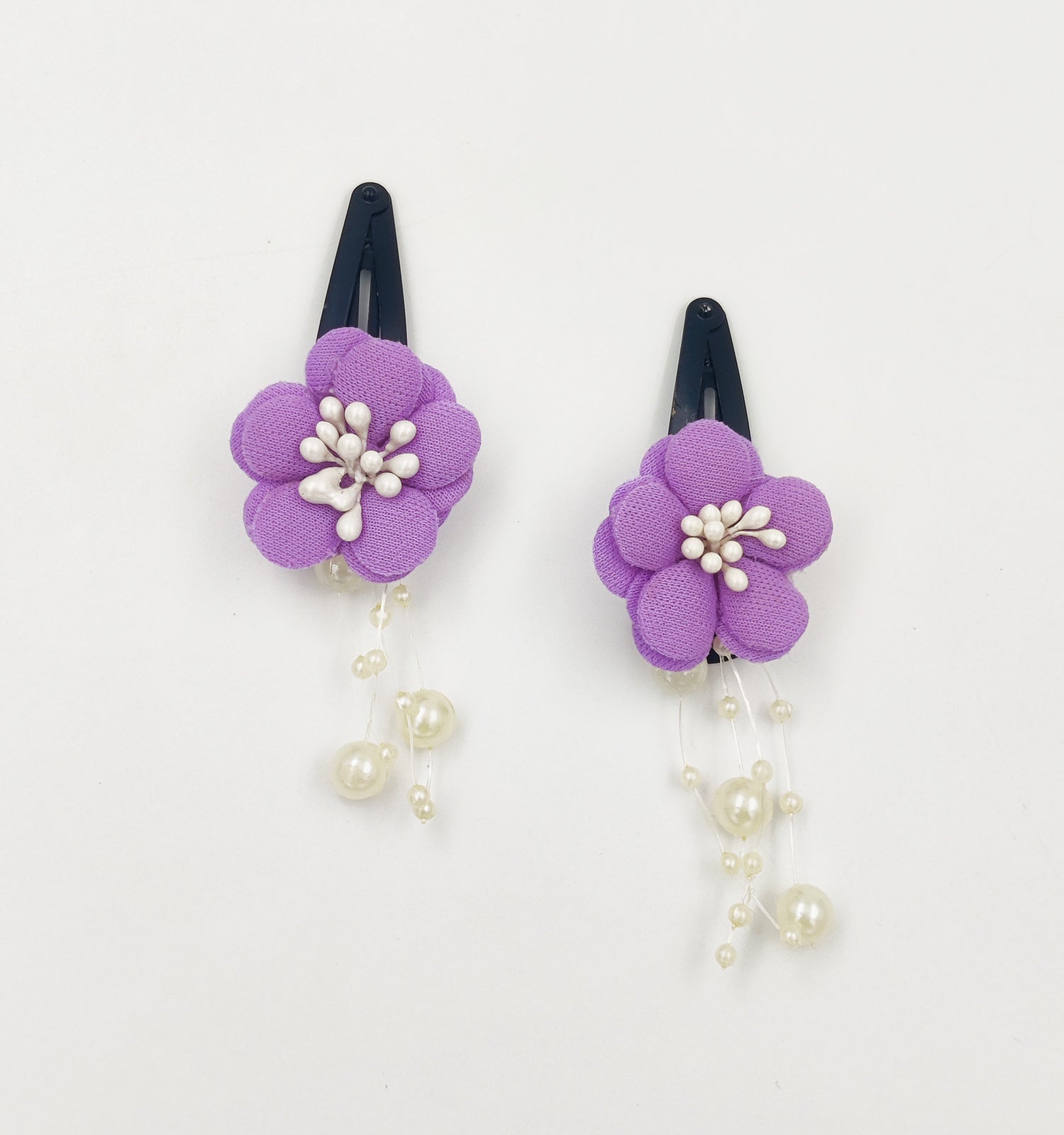 Pearl Dangle Flower Clips - Mauve