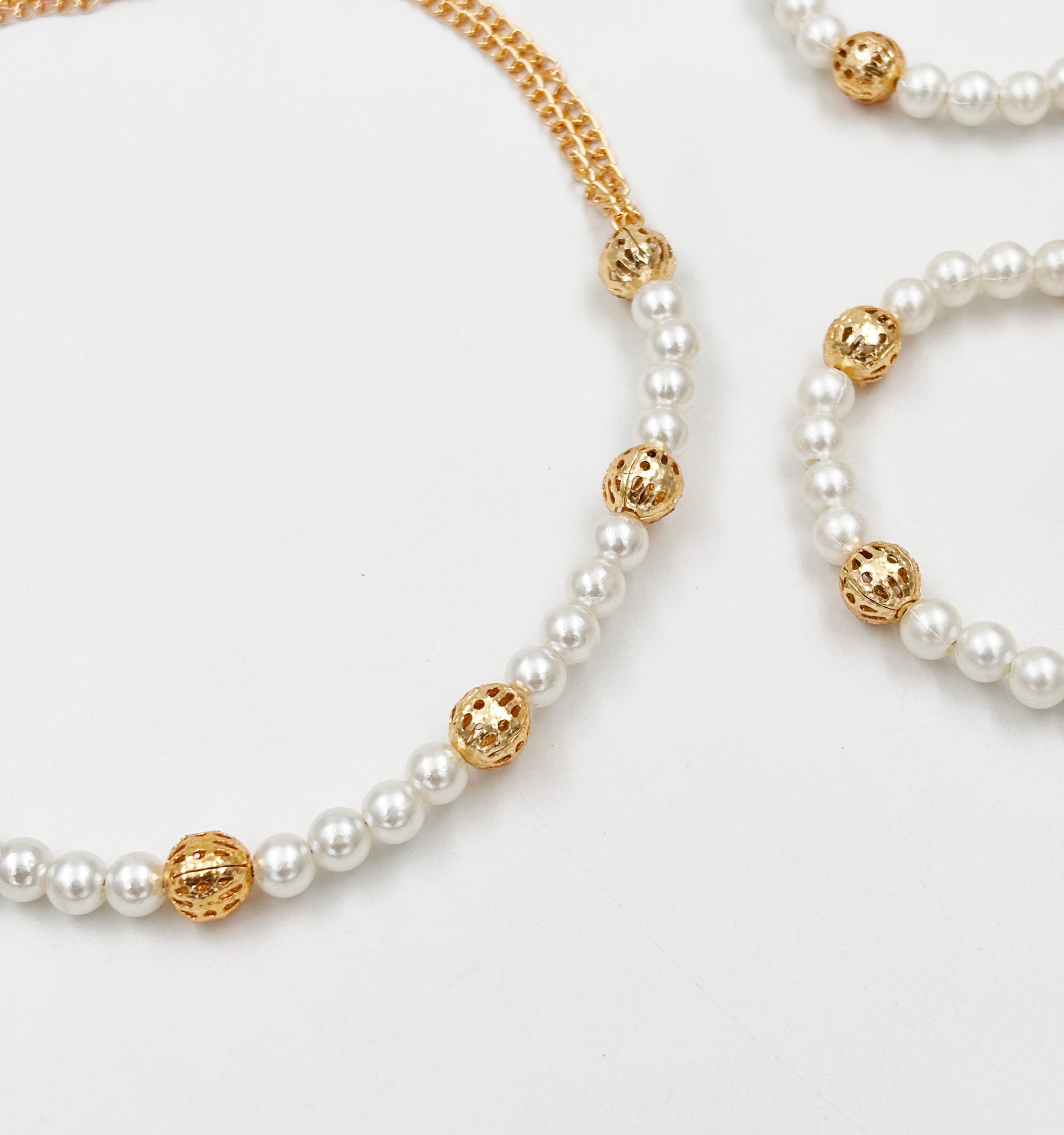 Pearl Choker Necklace & 2 Bracelets Set