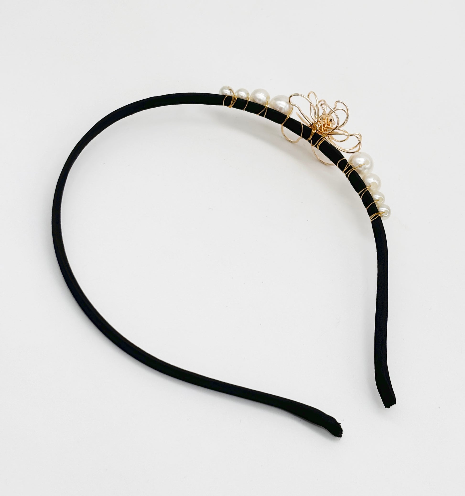 Pearls Metal Wire Flower Hairband