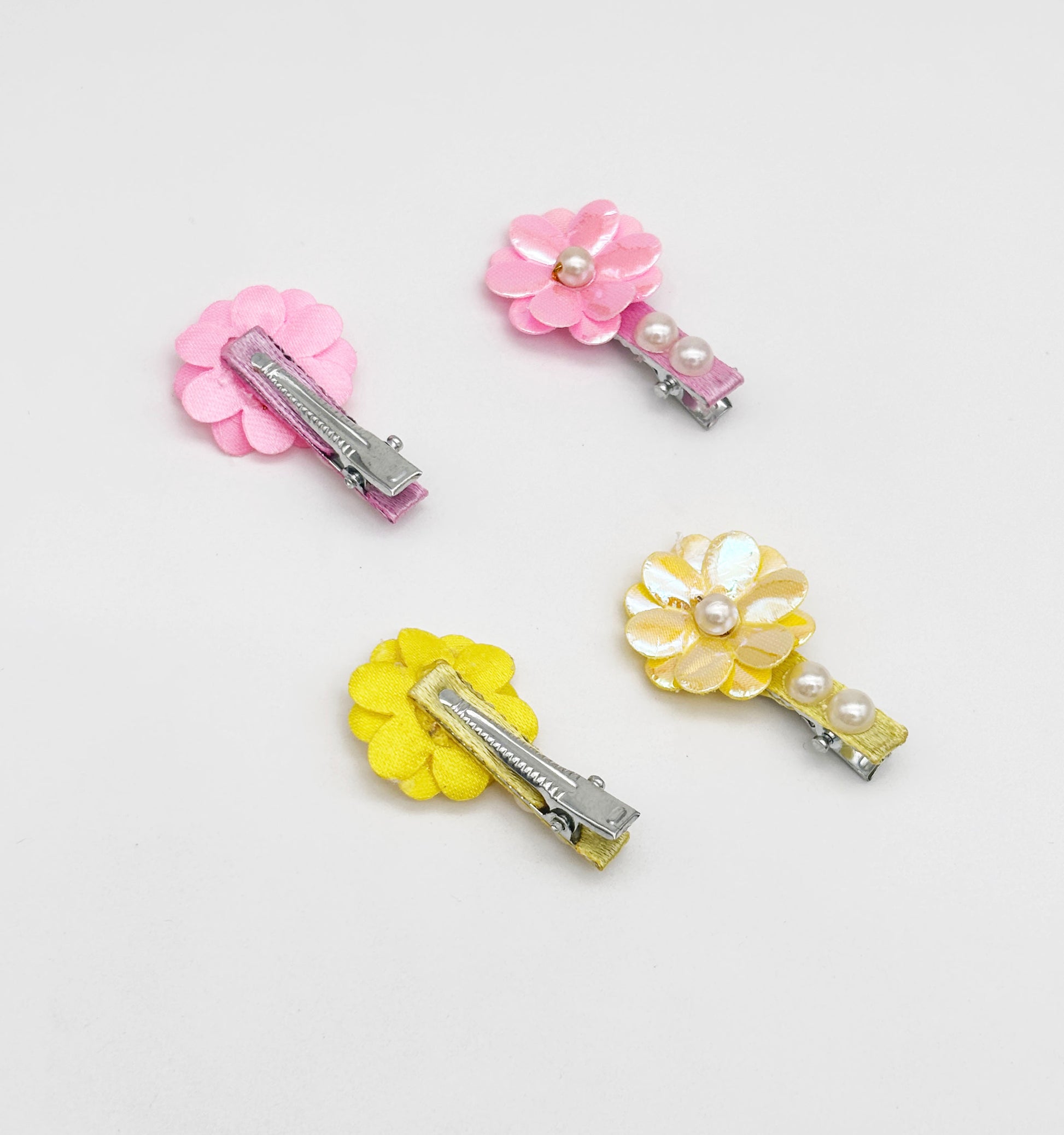 Pearly Metallic Floral 2 Pairs of Baby Hair Clips