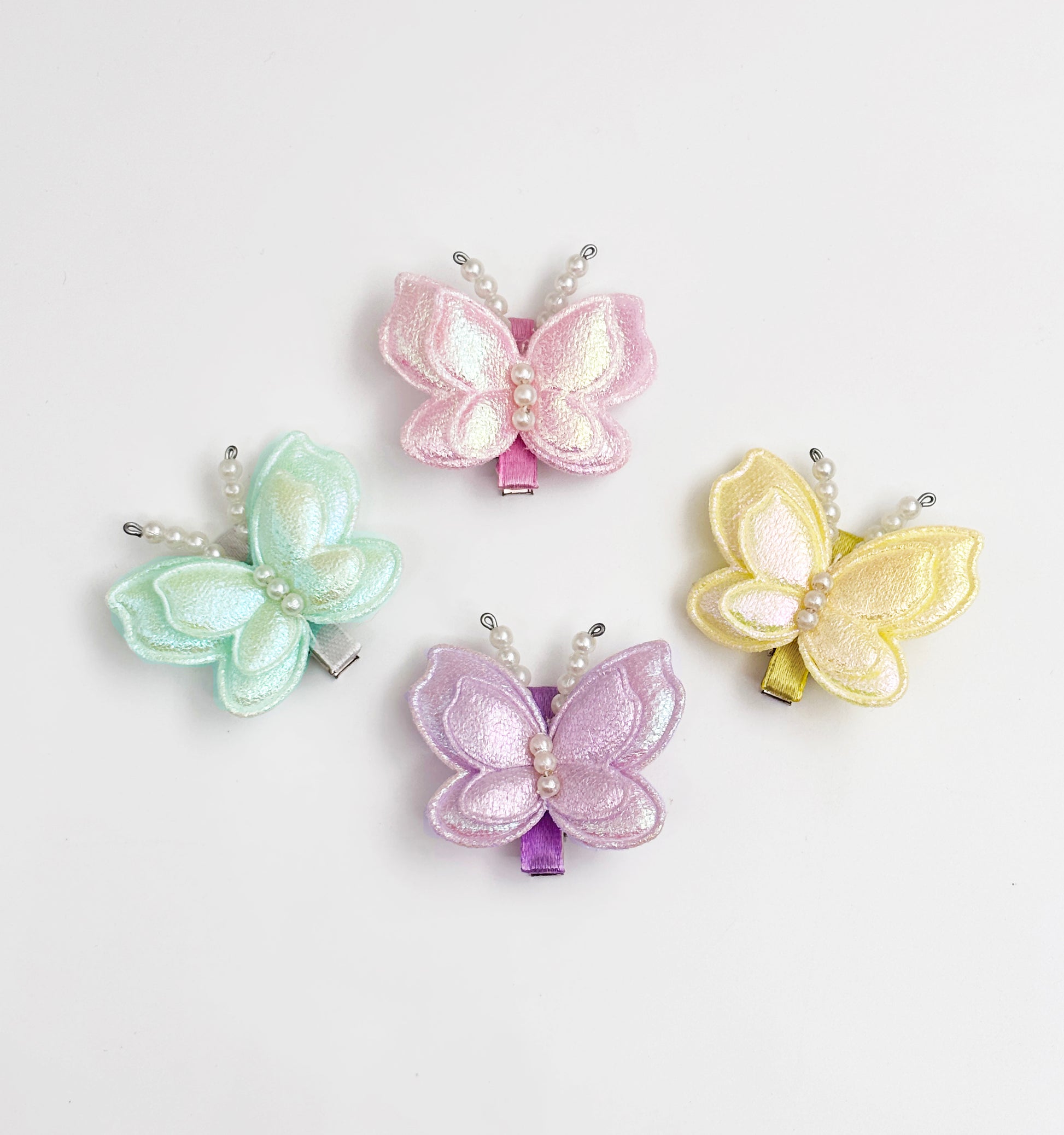 Pearls & Butterfly Applique Baby Clips