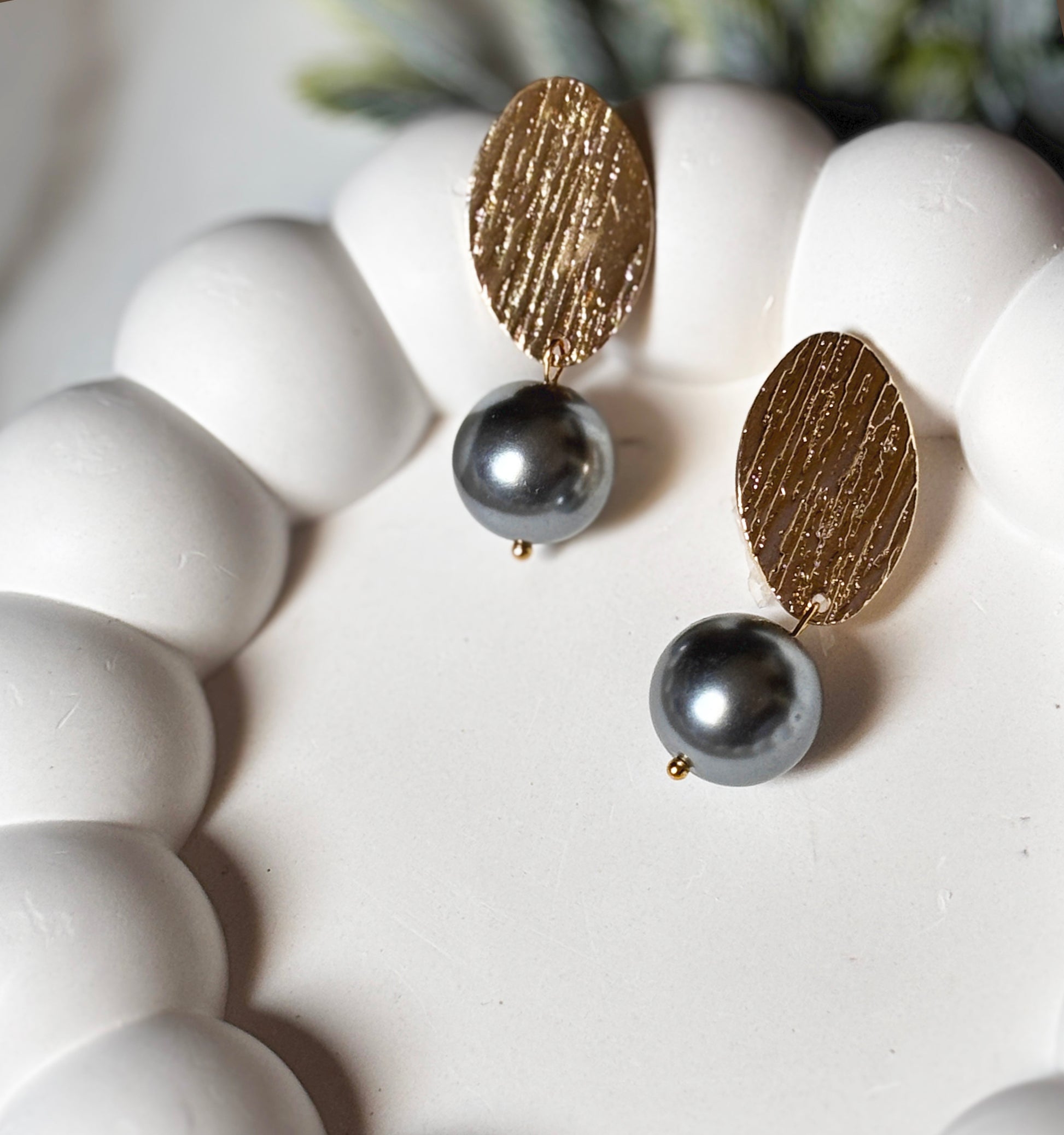 Twilight Bloom Pearl Drop Earrings