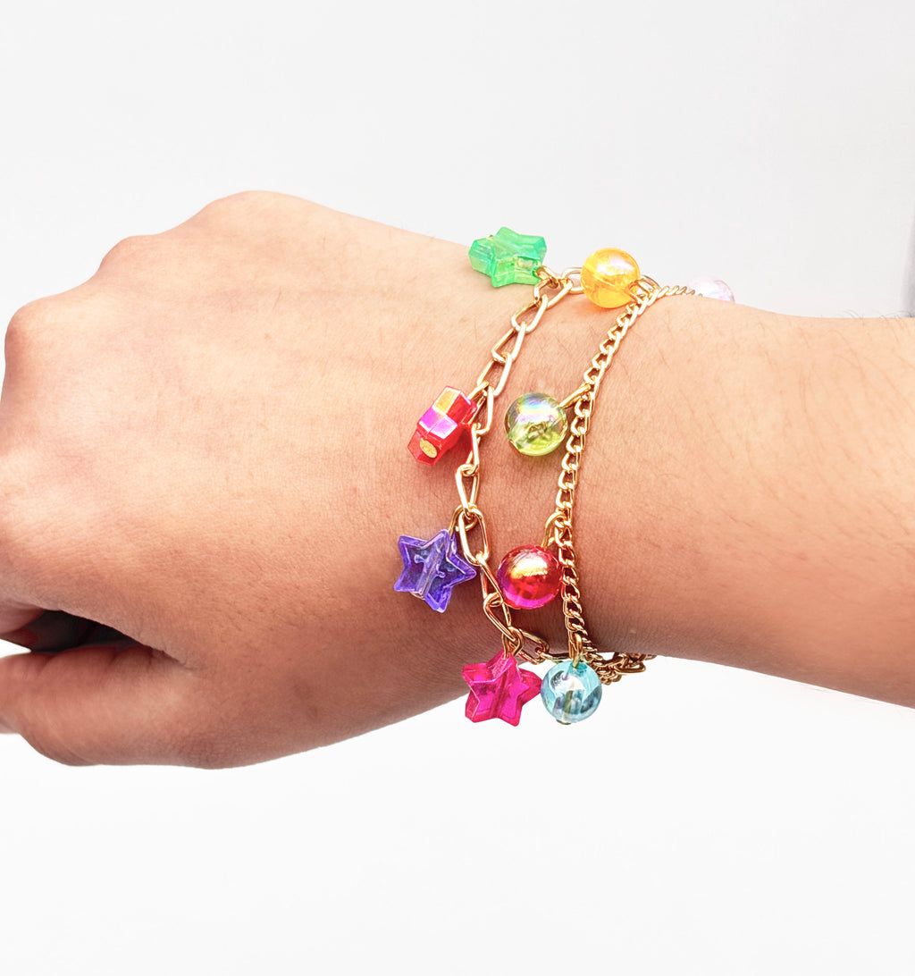 Kids Starry Charmed Layered Bracelet- Multicoloured