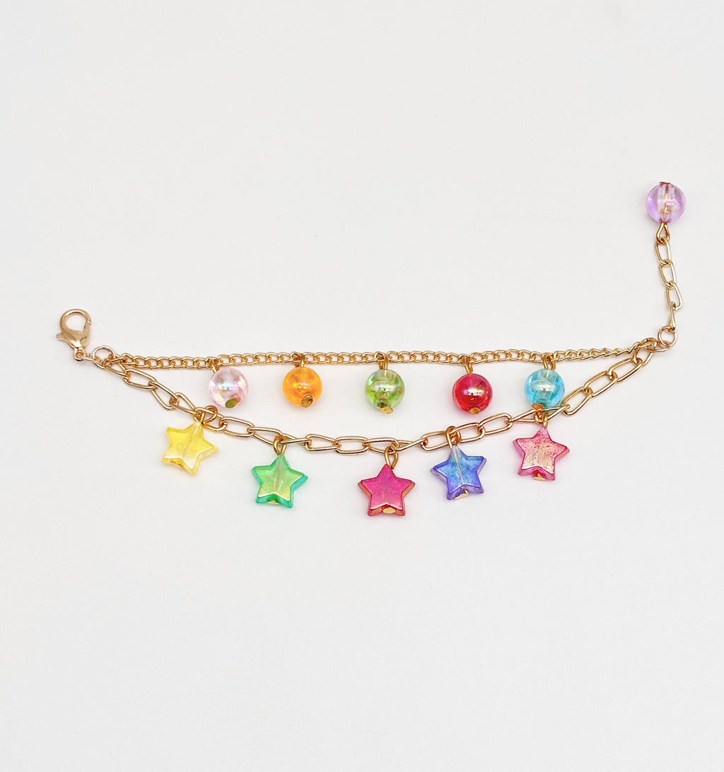 Kids Starry Charmed Layered Bracelet- Multicoloured
