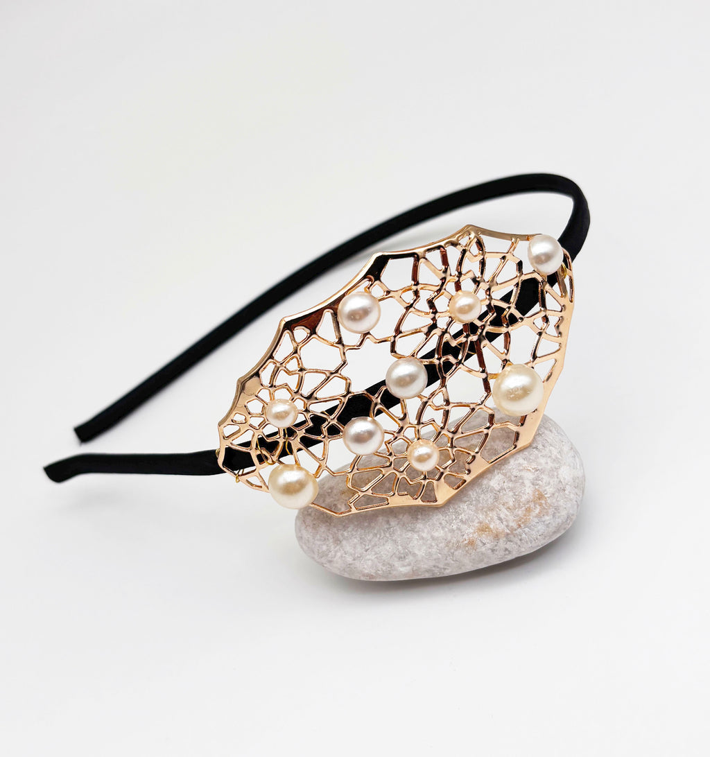 Kids Gold Applique Pearl Detailed Hair Band