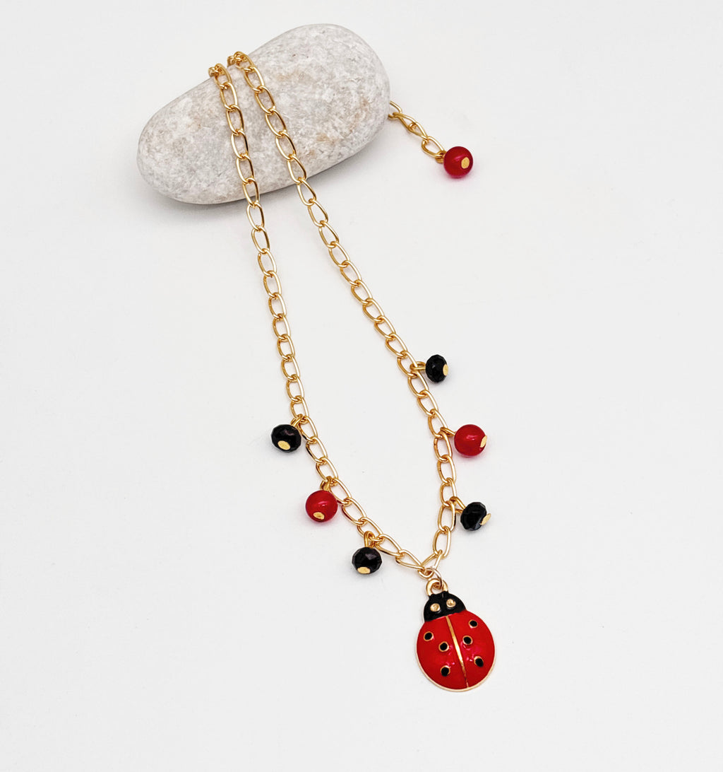 Ladybug Enameled Charm Necklace