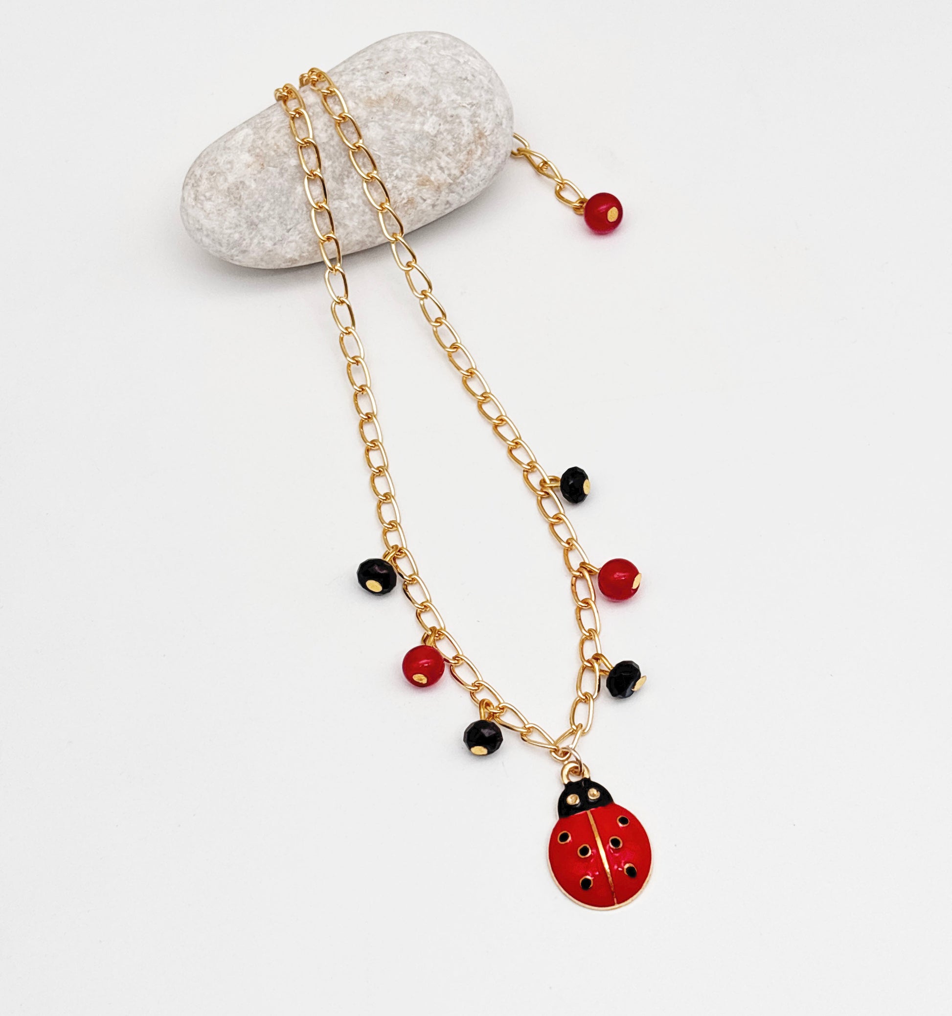 Ladybug Enameled Charm Necklace