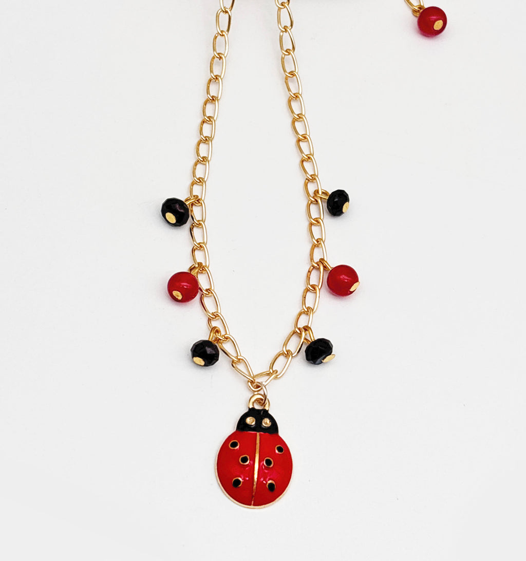 Ladybug Enameled Charm Necklace