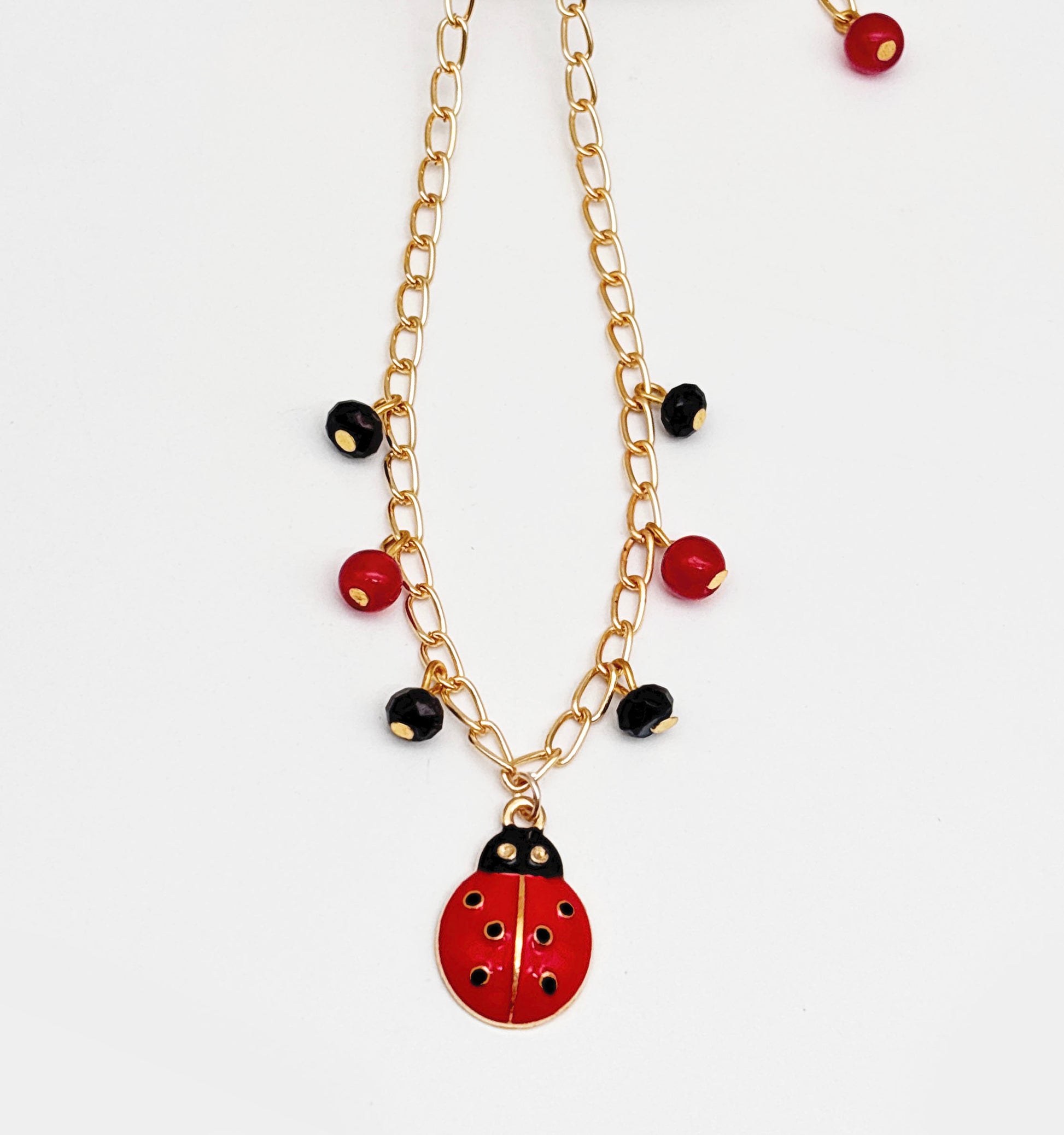 Ladybug Enameled Charm Necklace