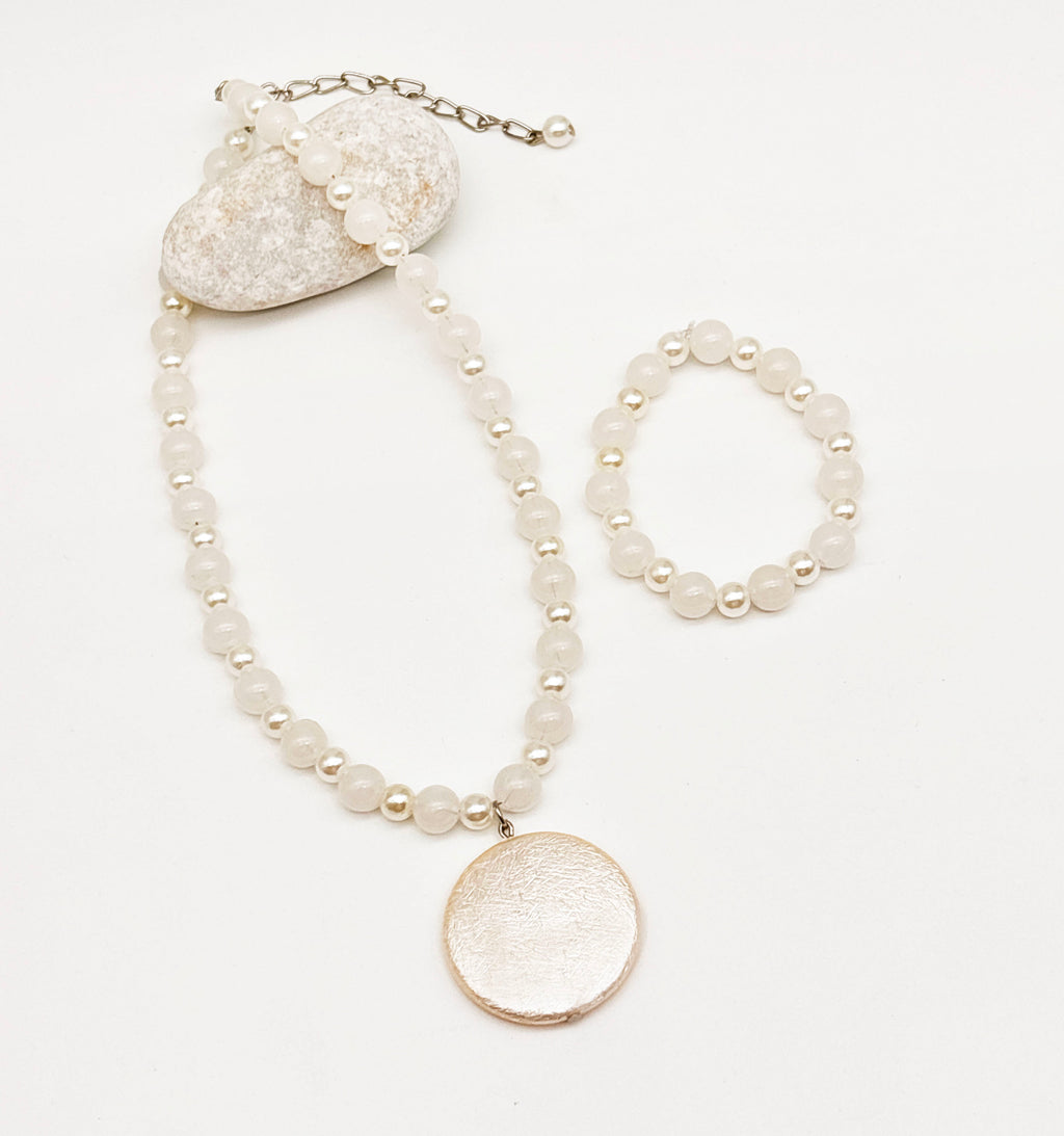 Kids Moon Beaded Necklace & Bracelet Set