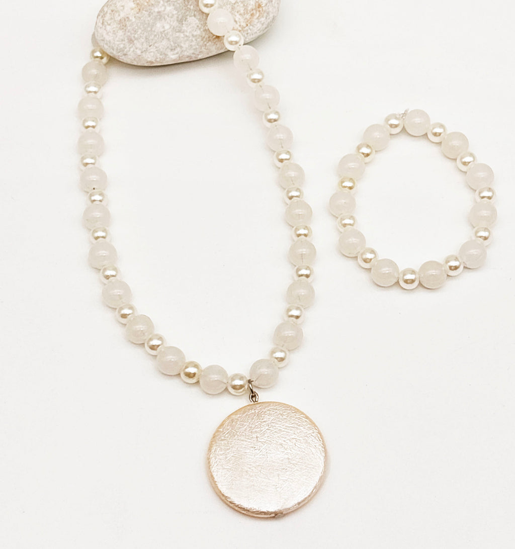 Kids Moon Beaded Necklace & Bracelet Set