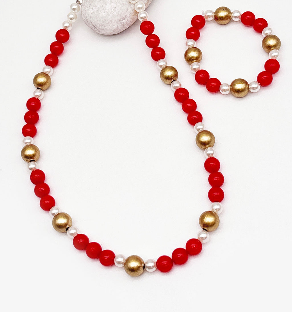 Kids Scarlet Beaded Necklace & Braclet Set