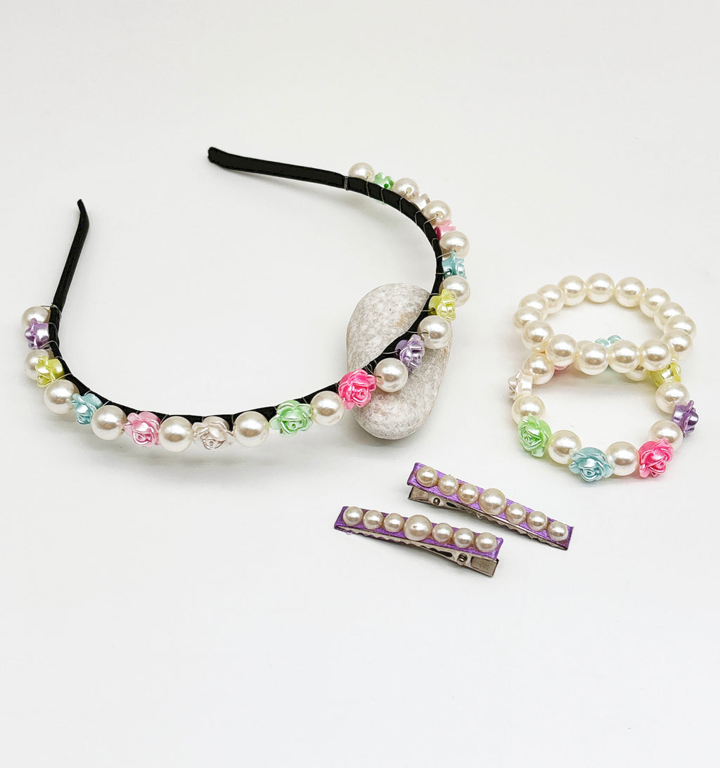 Kids Butterfly Charm Beaded Necklace & Braclet Set