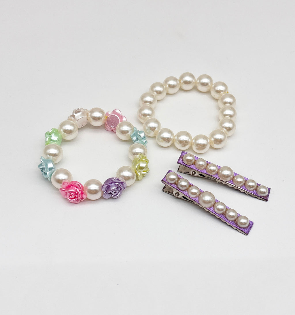 Kids Butterfly Charm Beaded Necklace & Braclet Set