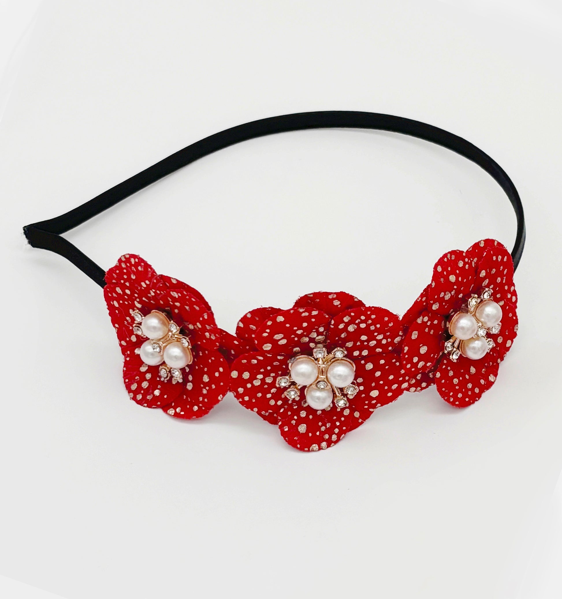 Kids Glam Flowers & Pearl applique Hairband