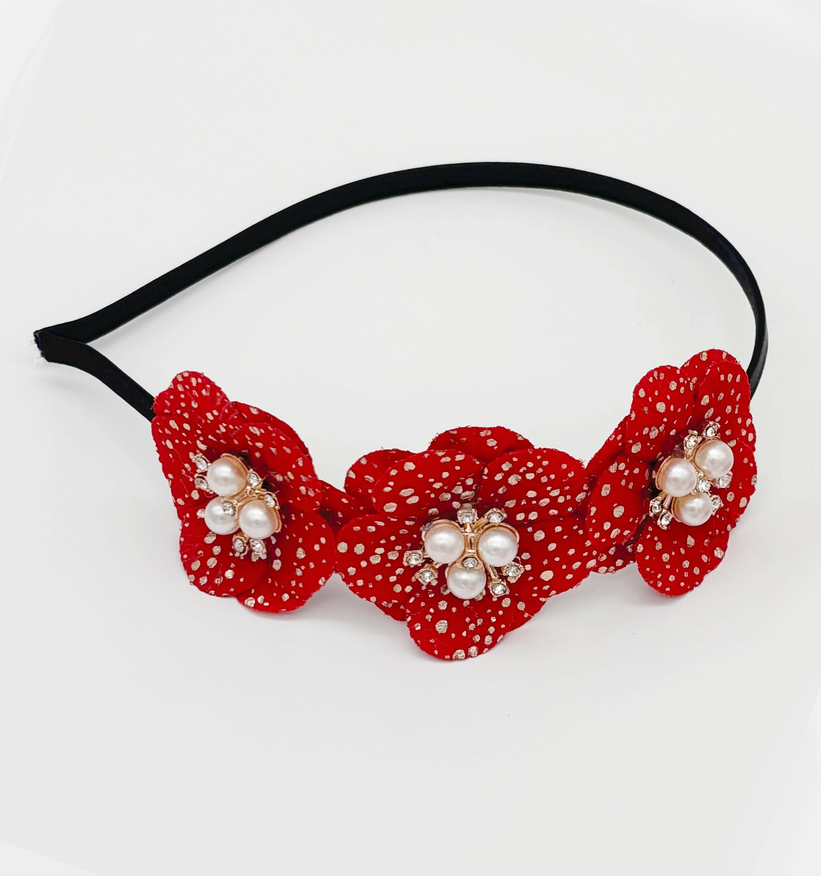 Image of Kids Glam Flowers & Pearl applique Hairband
