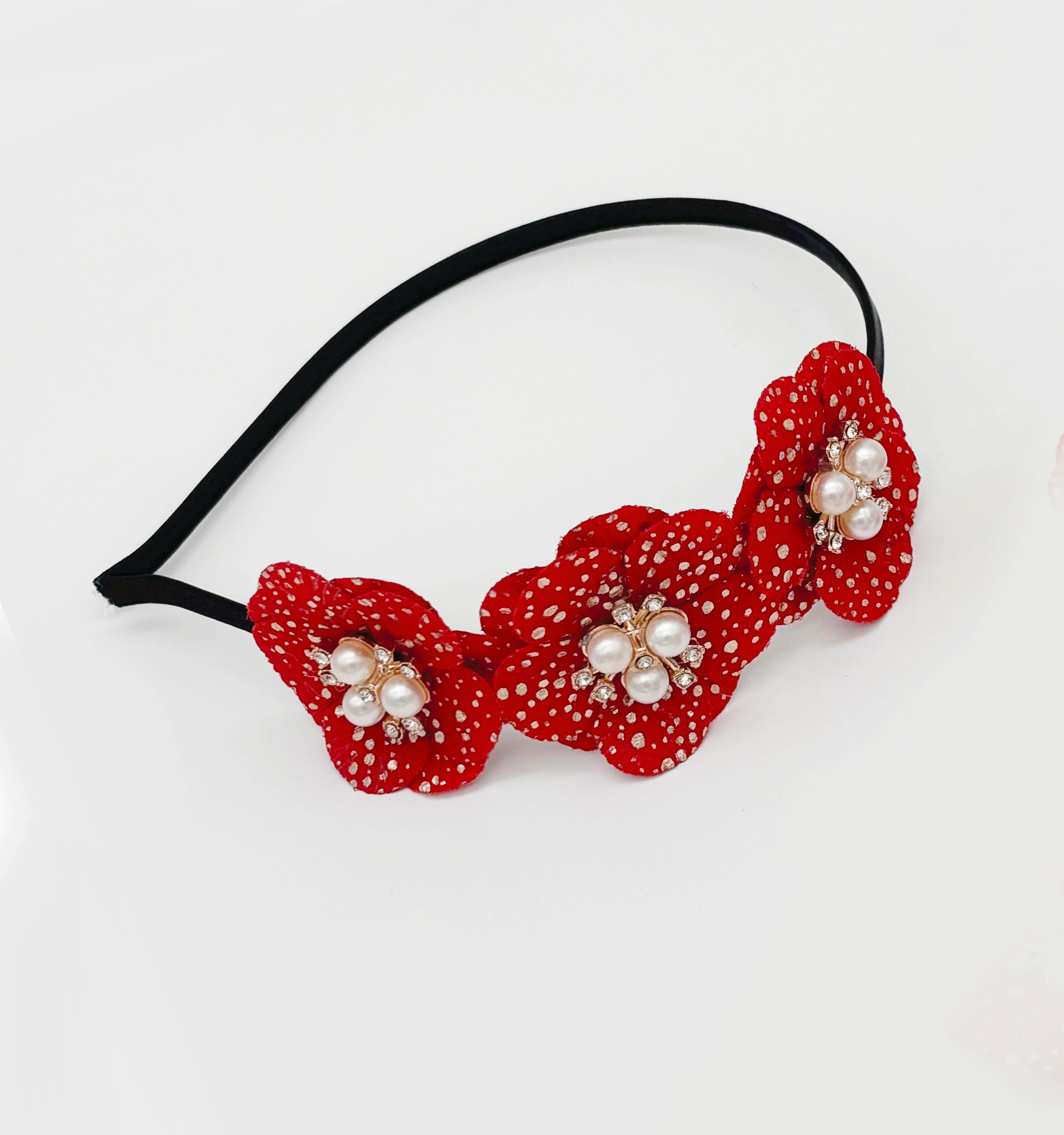 Image of Kids Glam Flowers & Pearl applique Hairband