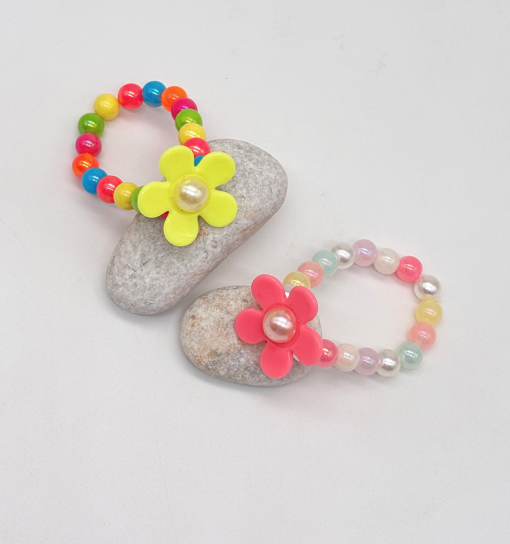 Flower Bead Stretch Bracelets Set- Multicoloured