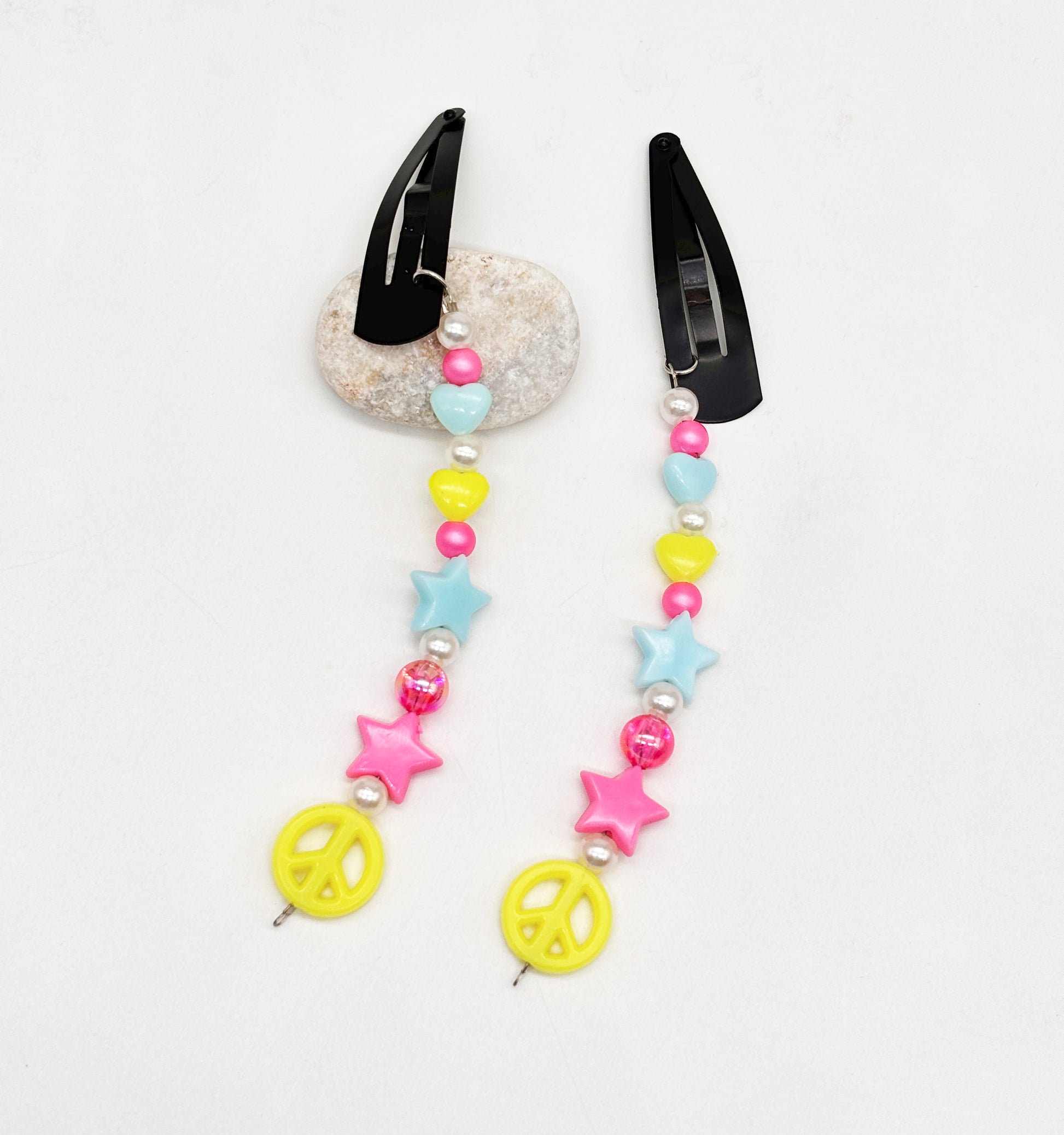 Multi Beads Pastel Dangling Hair Clips- Multicoloured