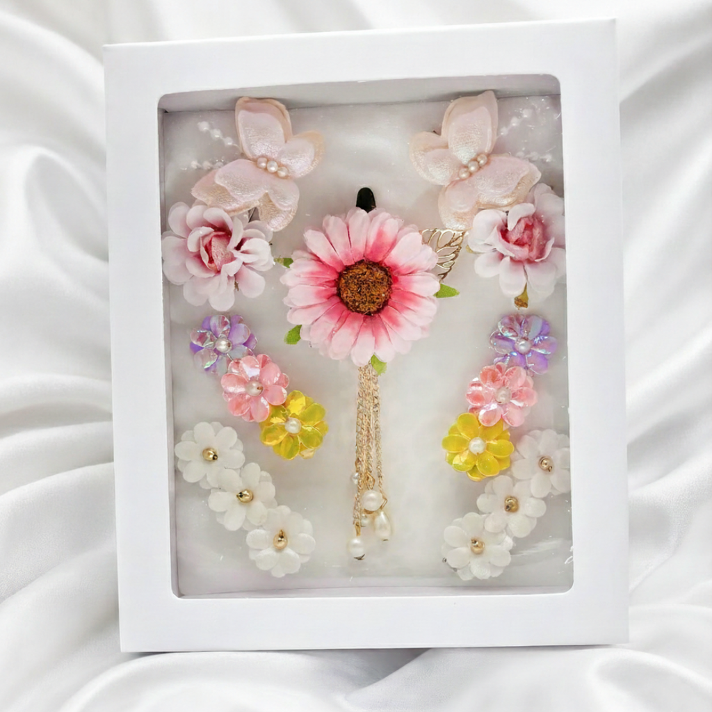 Floral Garden Gift Set of 3 Pair Clips & 1 Dangling Sunflower Clip