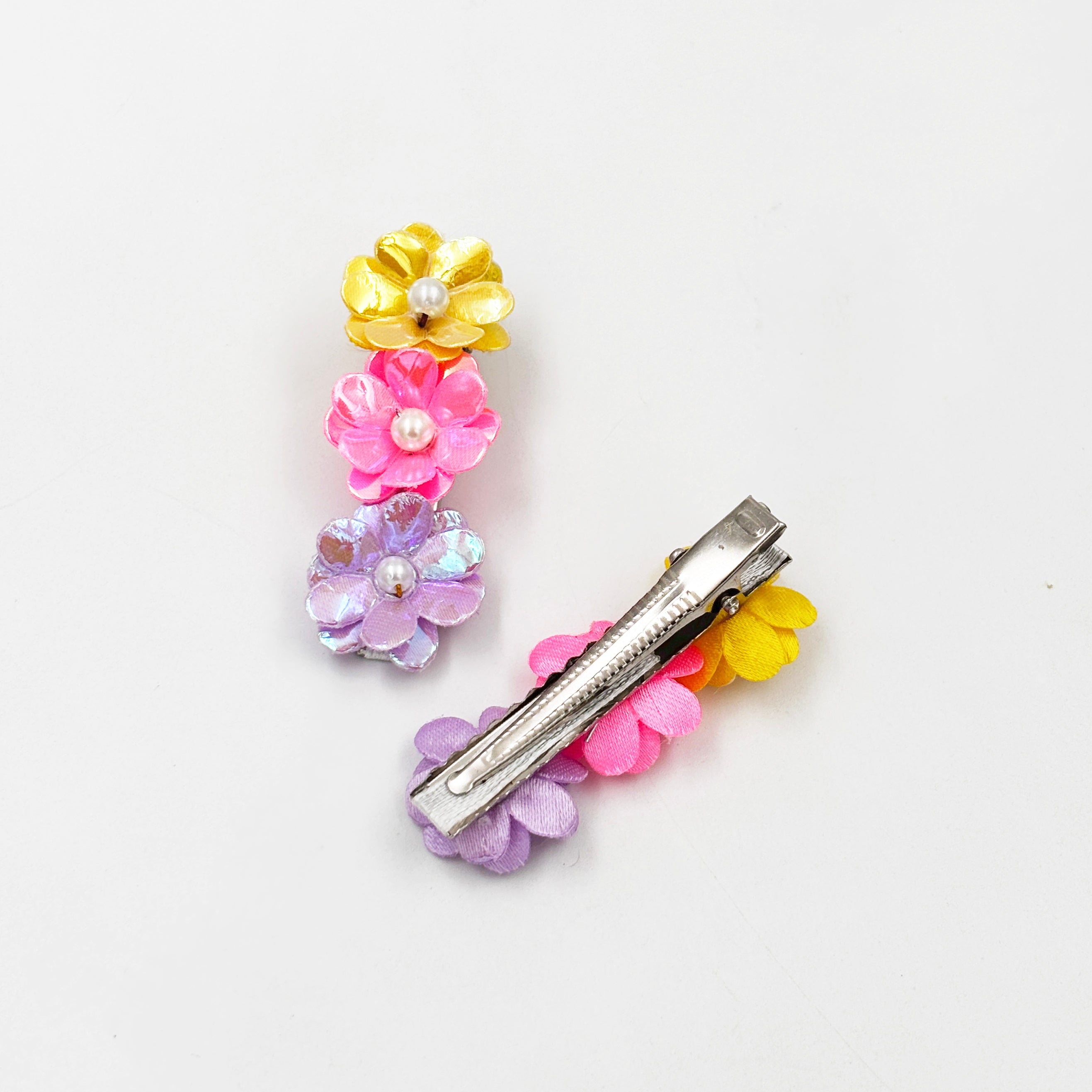 Floral Garden Gift Set of 3 Pair Clips & 1 Dangling Sunflower Clip