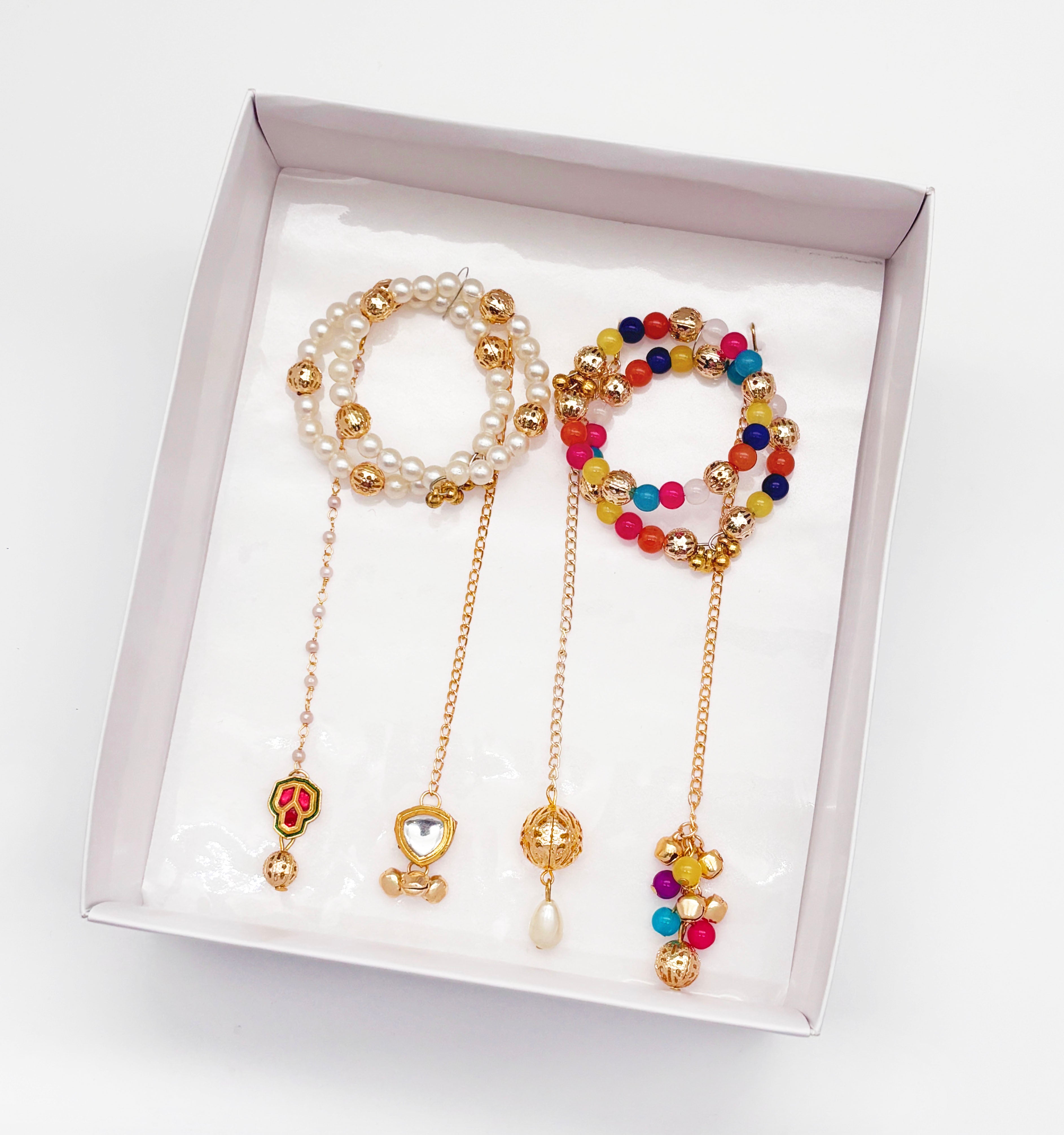 Gift Set Of Festive 4 Maang Teekas, 2 Pairs of Bracelets