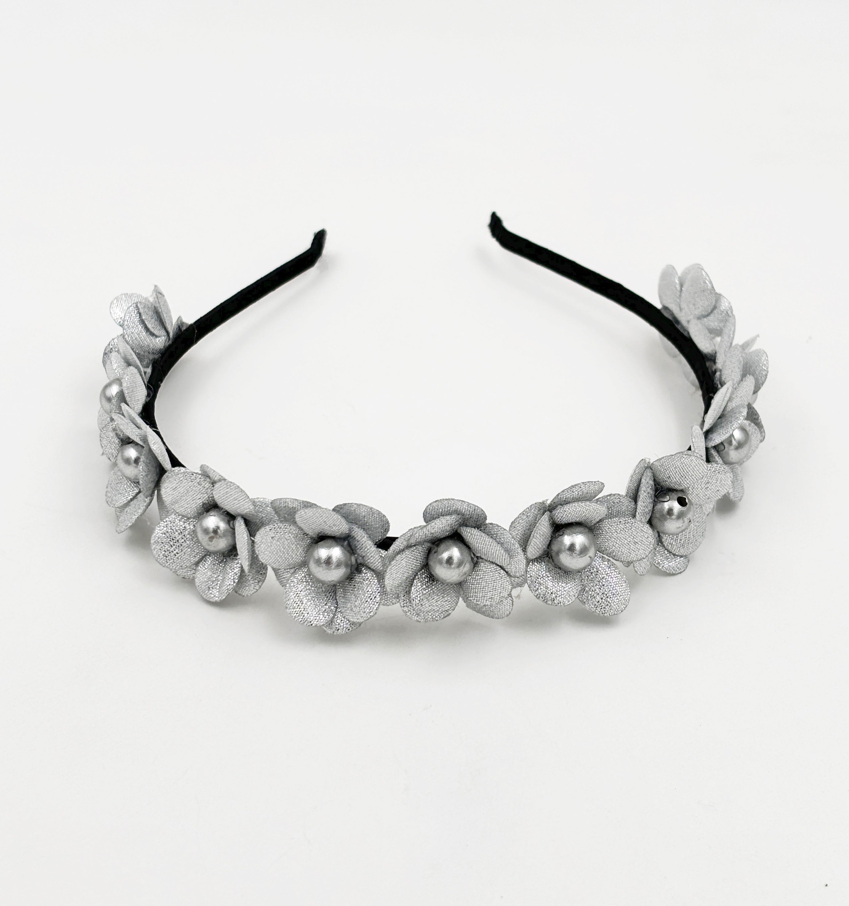 Image of Gift Set Of Floral Tiara Hairband, 3 Pairs of Hair Clips, 1 Pearl Necklace & a pair Of Floral Clip On Earrings