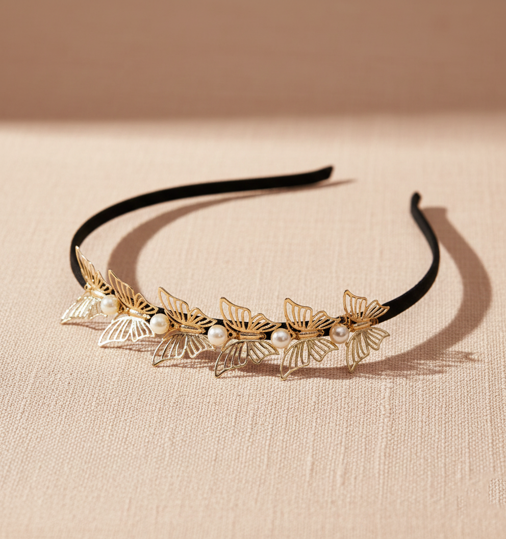 Kids Butterflies & Pearls Embellished Hairband