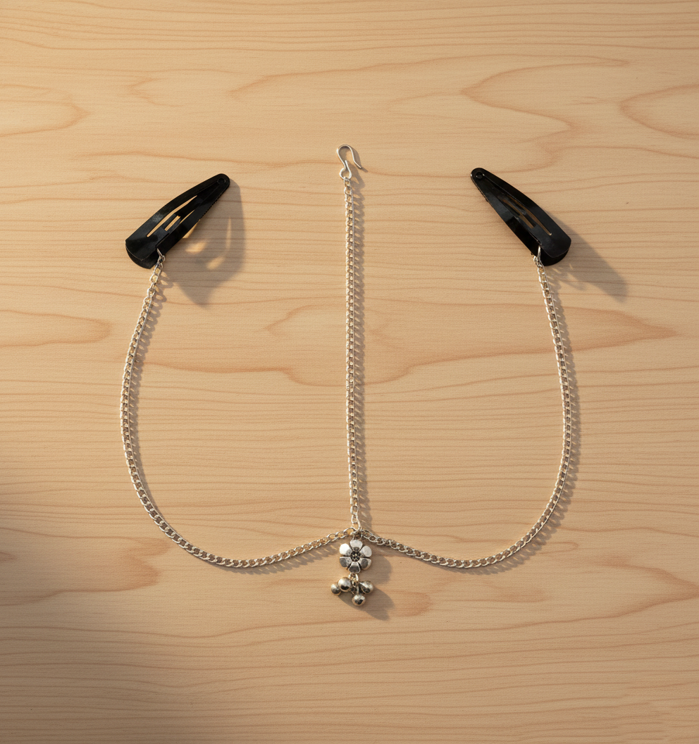 Kids Dainty Headchain - Oxidised Silver