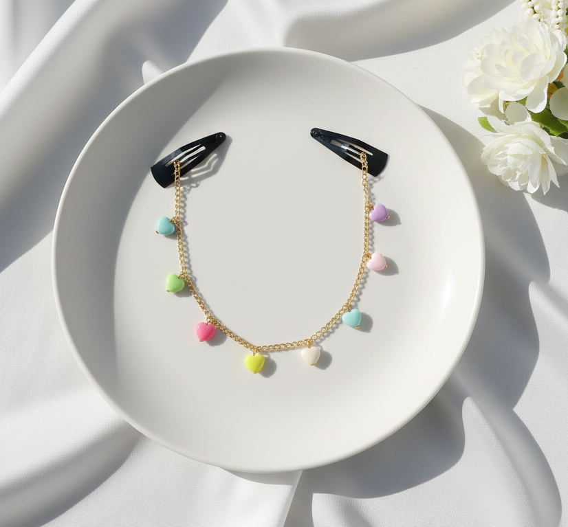 Kids Heart Beads Detailed Crown Chain