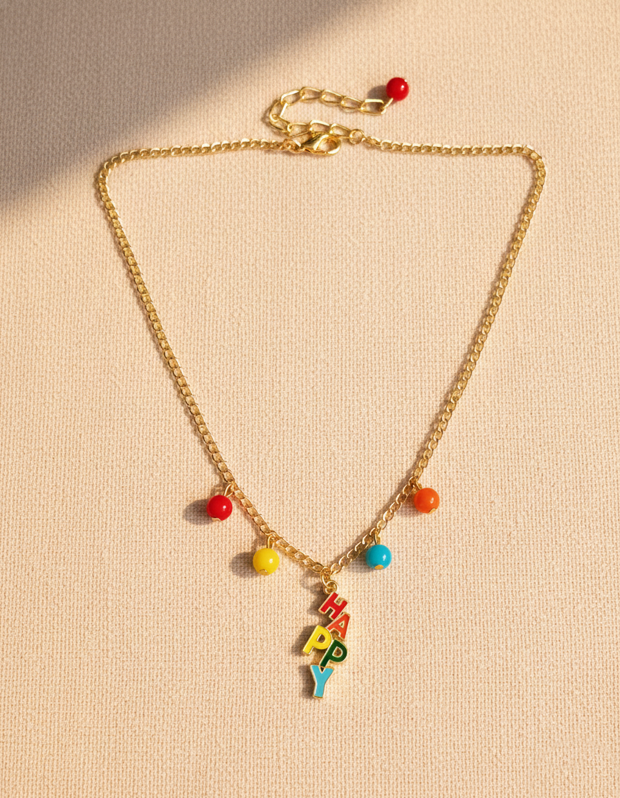Image of Happy Enamel Chain Necklace