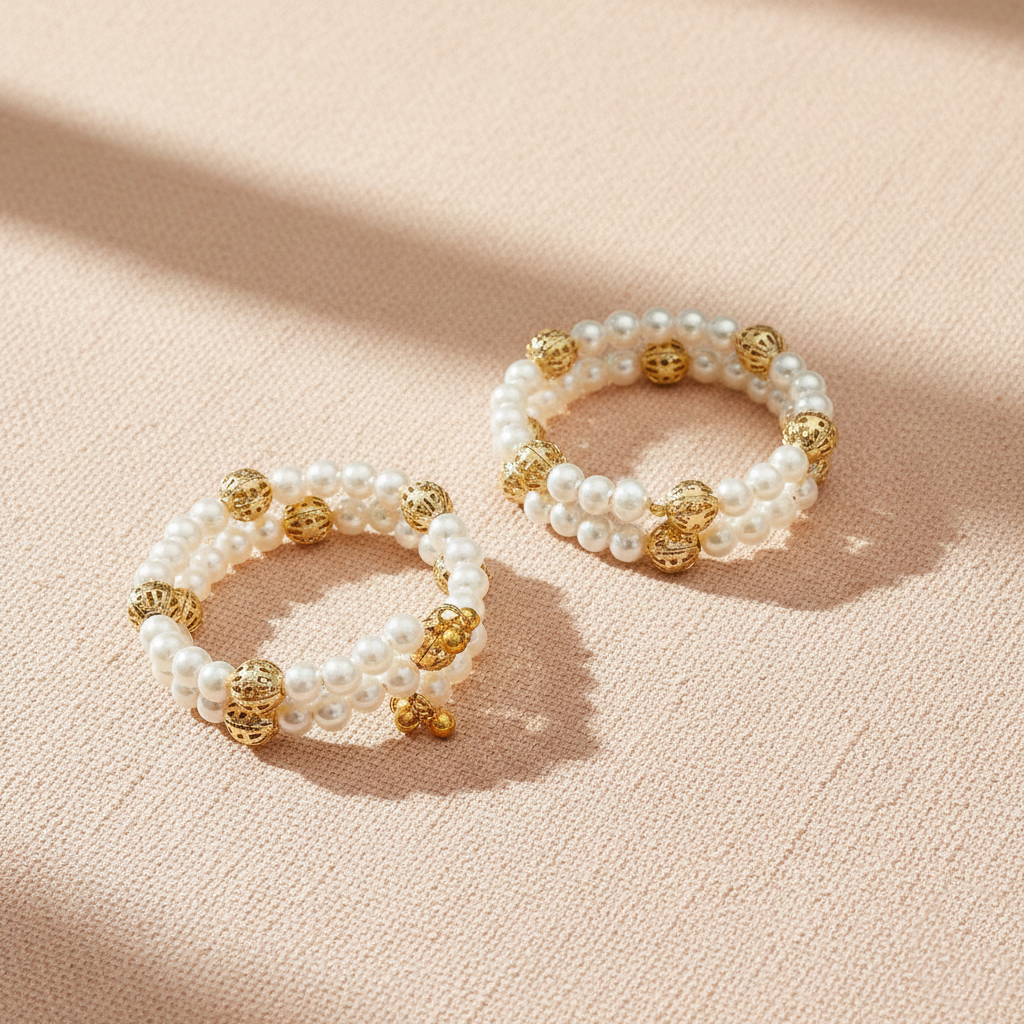 Kids Set of 2 Pearly Spiral Bracelet
