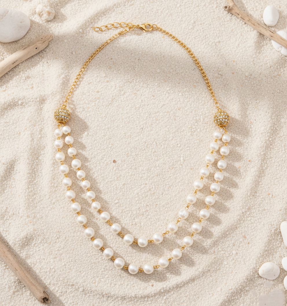 Kids Pearls Beaded Layered Necklace
