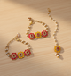 Kids Meenakari & Kundan Bracelets & Maang Teeka - Yellow & Dark Pink