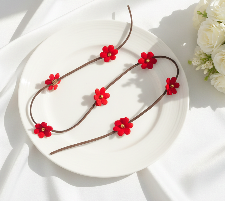 Kids Daisy Floral Hair Vine - Red