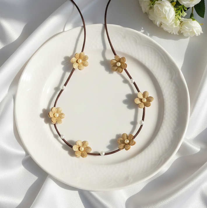 Kids Daisy Floral Hair Vine - Gold