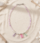 Kids Seed Beaded Personalised Name Charms Pastel Necklace- Multicoloured