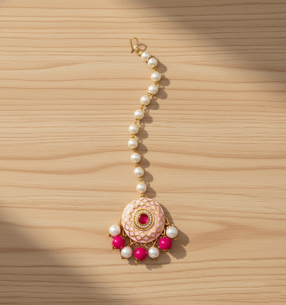 Kids Kundan & Meenakari Maang Teeka