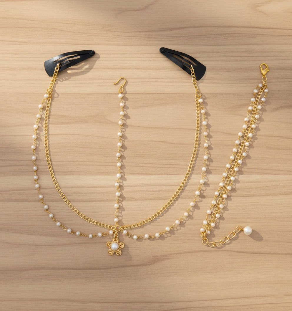 Kids Flower Head Chain & Bracelet Set