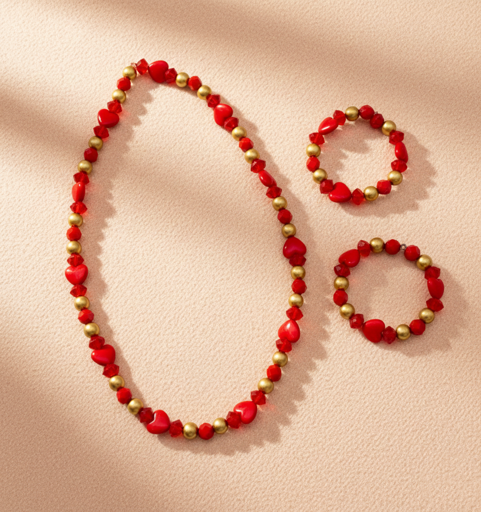 Kids Beaded Necklace & 2 Bracelets Set