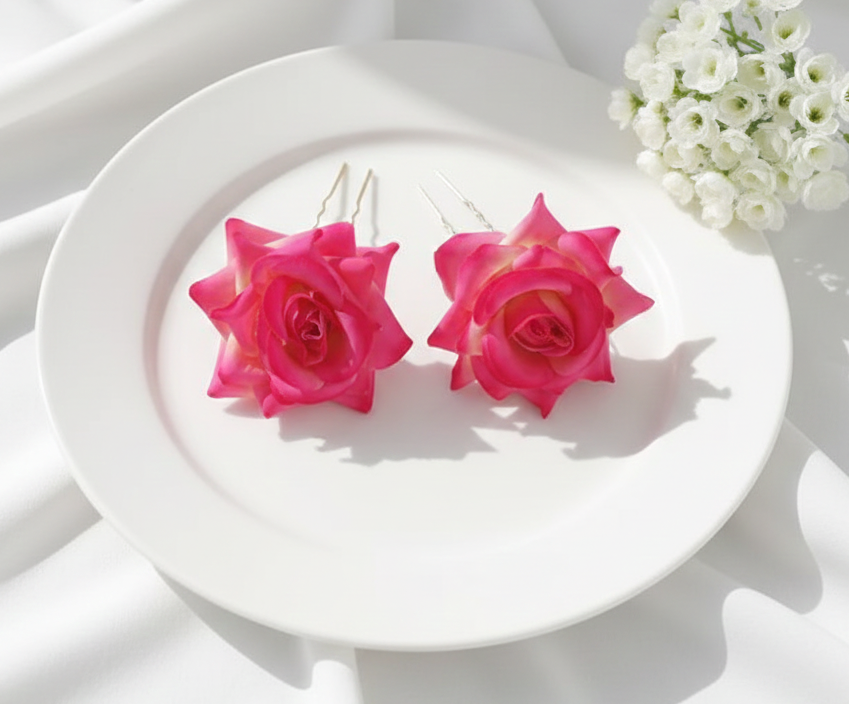 Kids Set Of 2 Shaded Roses Bun Pins