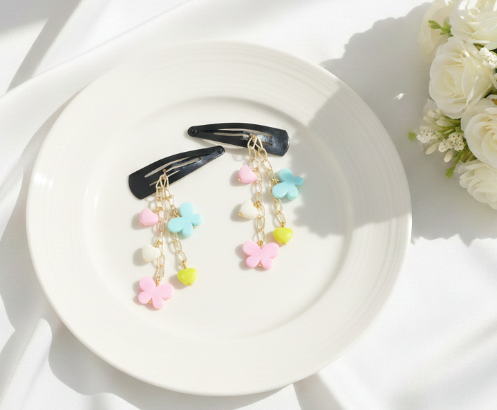 Kids Butterfly & Hearts Dangle Clips