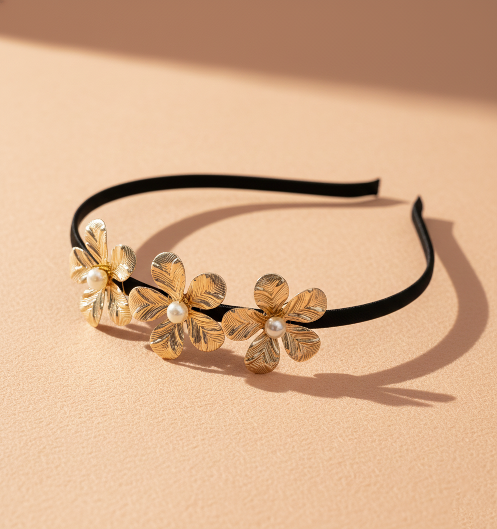Kids Flower Garden Hairband - Gold