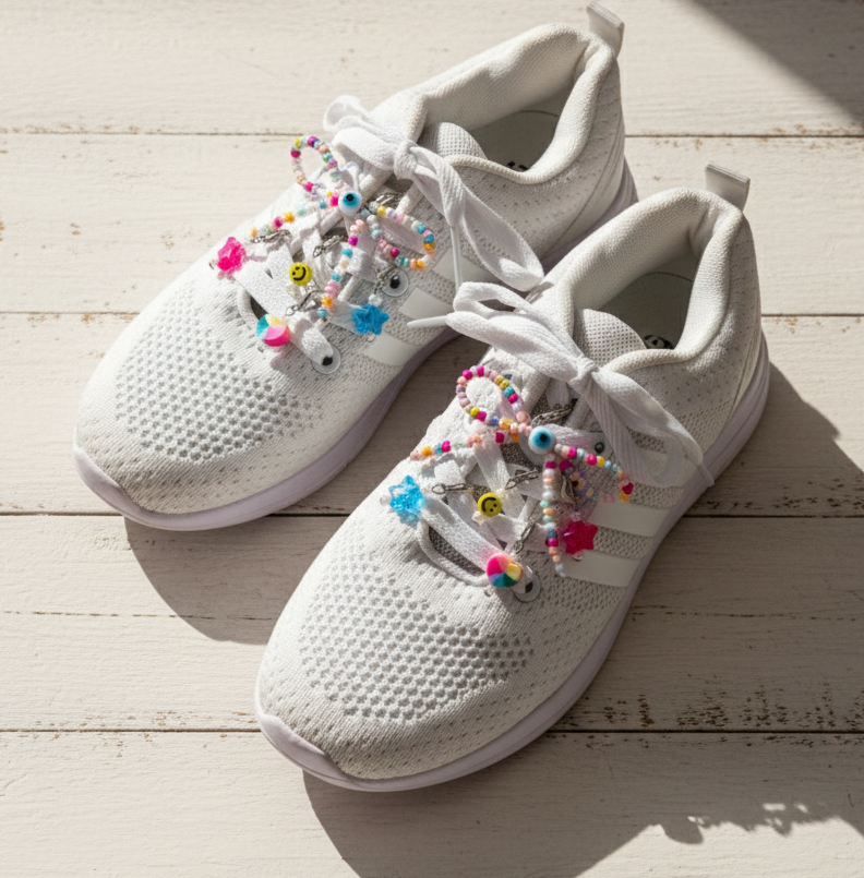 Kids Evil Eye Beaded Bows Shoe Charms Set