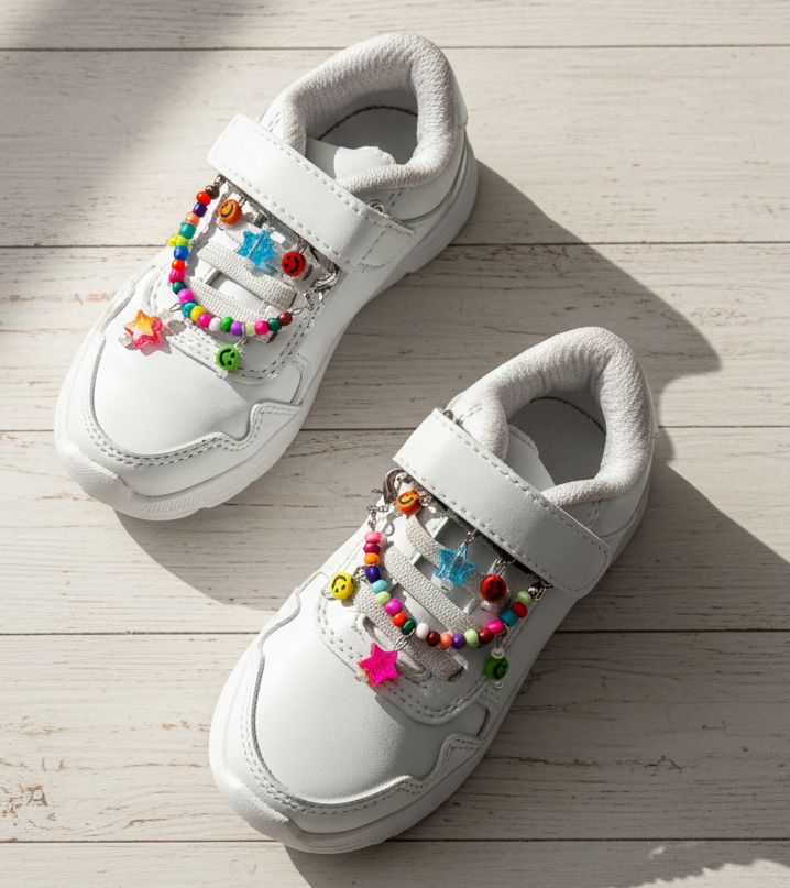 Rainbow Beaded Chain & Shoe Charms Set (with Velcro)