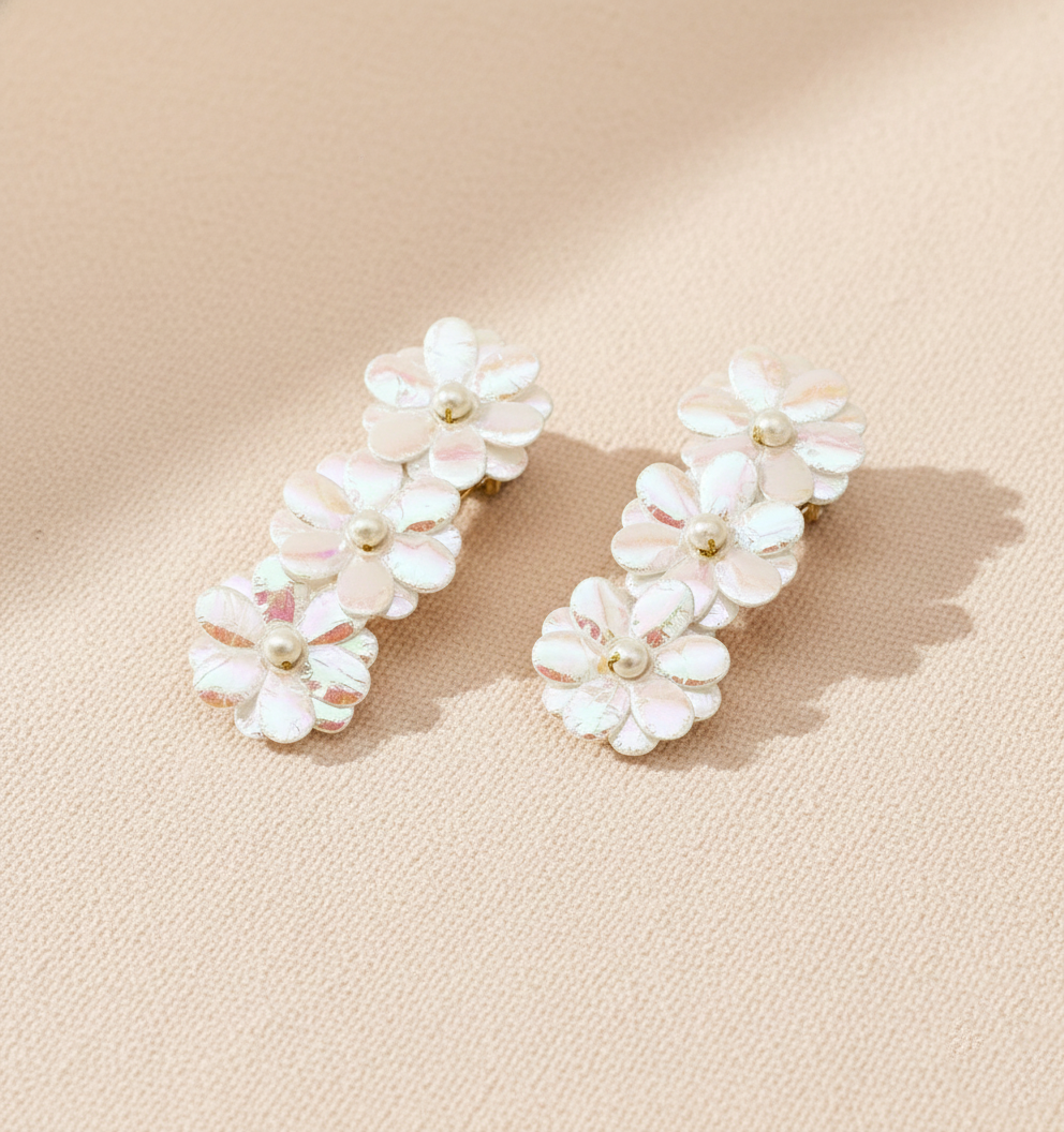Kids Metallic Floral Clips