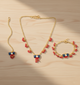 Kids Lotus Meenakari Lotus Necklace, Bracelet & Maang Teeka Set (Blue)