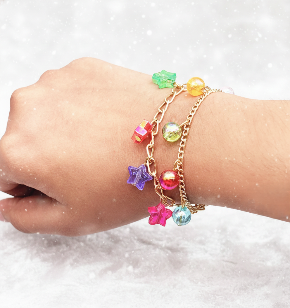 Kids Starry Charmed Layered Bracelet- Multicoloured